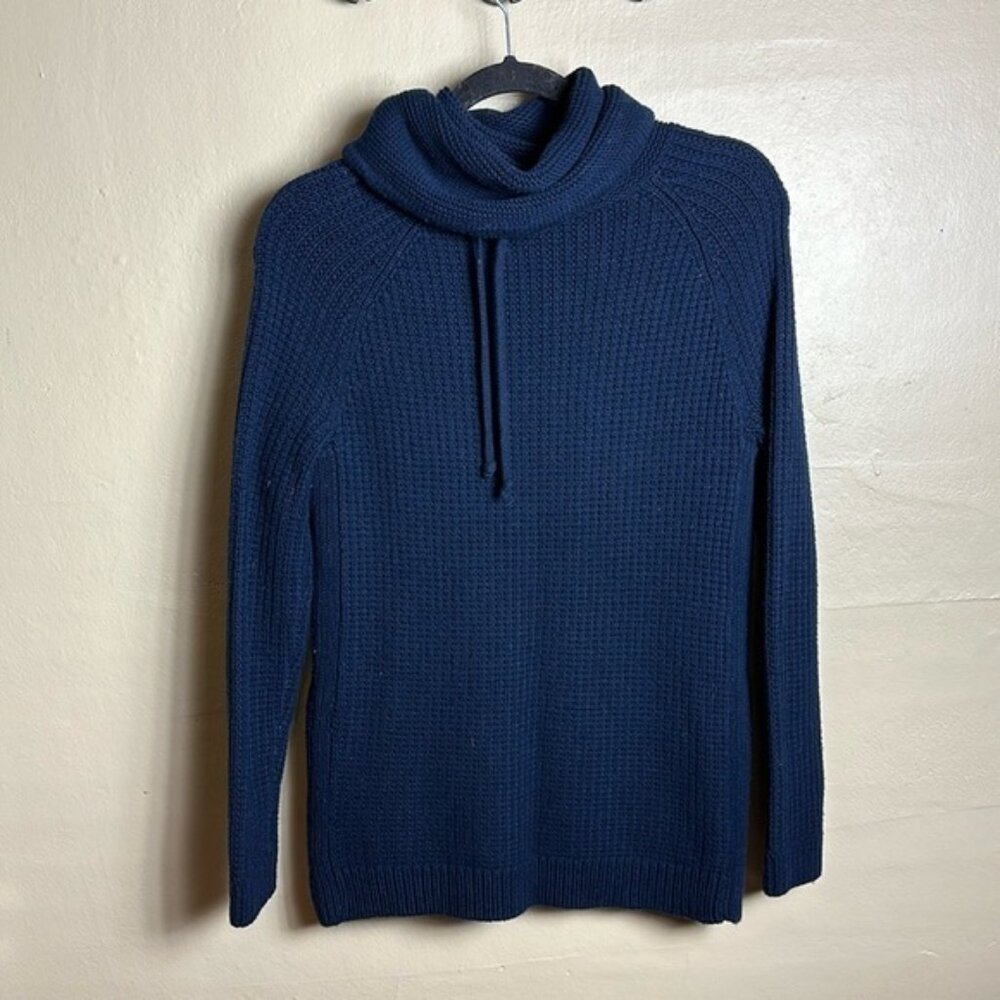 Athleta cowl neck merino wool blend sweater Size Xsmall Navy Blue